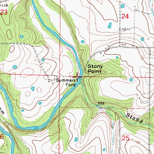 Topographic Map of Summers Ford, AR