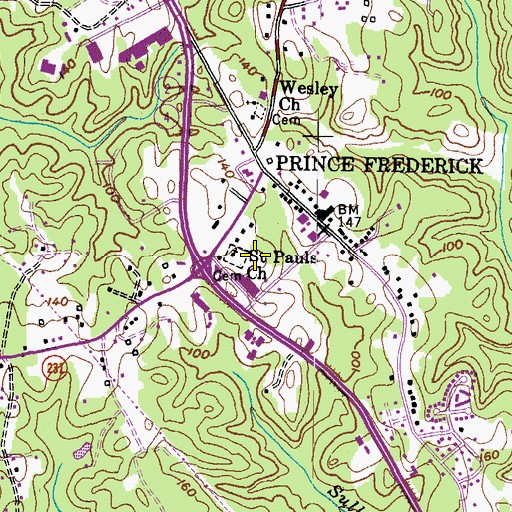 Topographic Map of Saint Pauls Church, MD