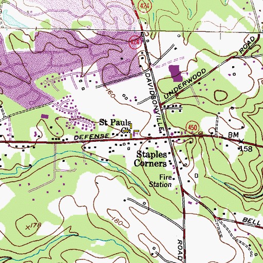 Topographic Map of Saint Pauls Church, MD