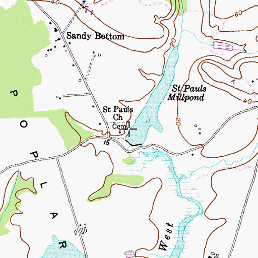 Topographic Map of Saint Pauls Church, MD