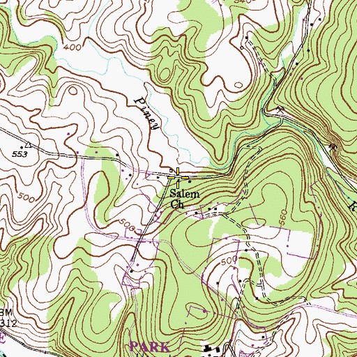 Topographic Map of Salem Church, MD