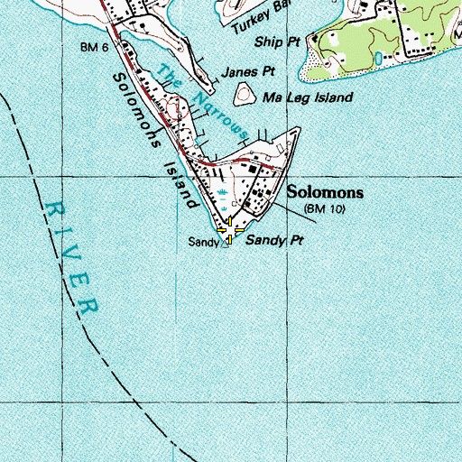 Topographic Map of Sandy Point, MD