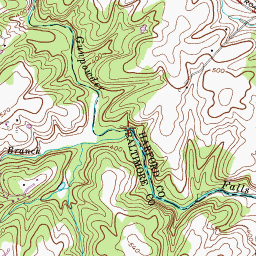 Topographic Map of Sawmill Branch, MD