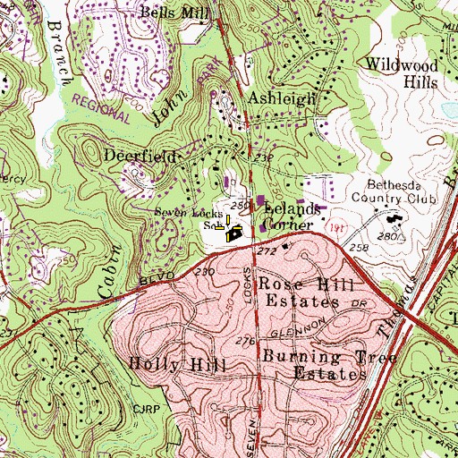 Topographic Map of Seven Locks Elementary School, MD