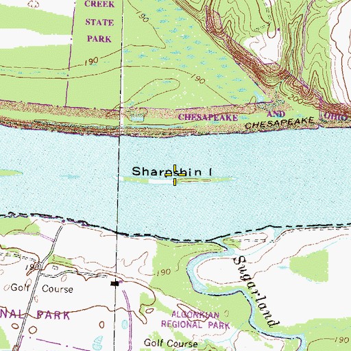 Topographic Map of Sharpshin Island, MD