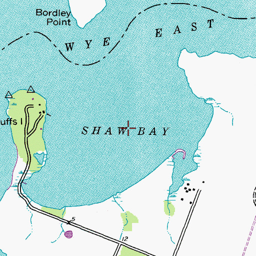 Topographic Map of Shaw Bay, MD