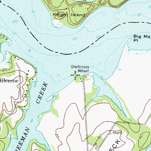 Topographic Map of Shellcross Wharf, MD