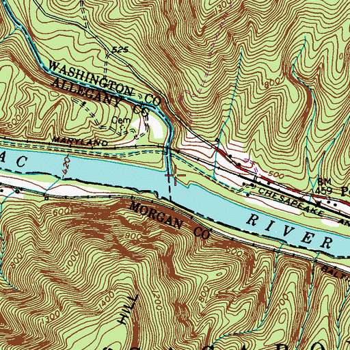Topographic Map of Sideling Hill Creek, MD