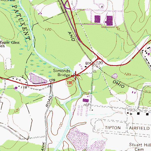 Topographic Map of Simonds Bridge, MD