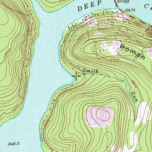 Topographic Map of Smith Run, MD