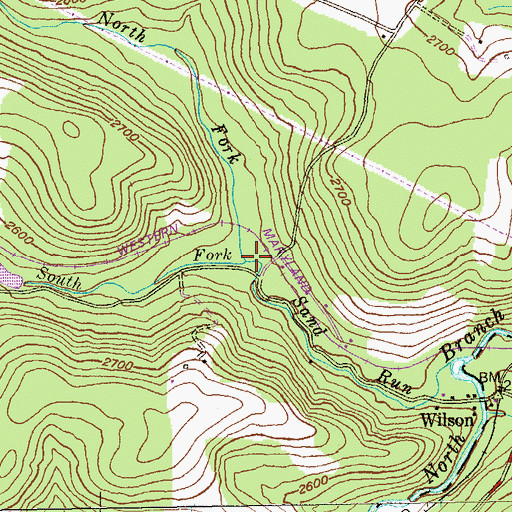 Topographic Map of South Fork Sand Run, MD
