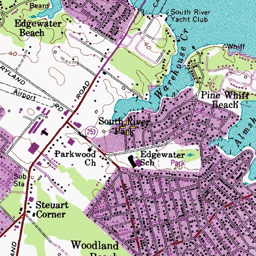 Topographic Map of South River Park, MD