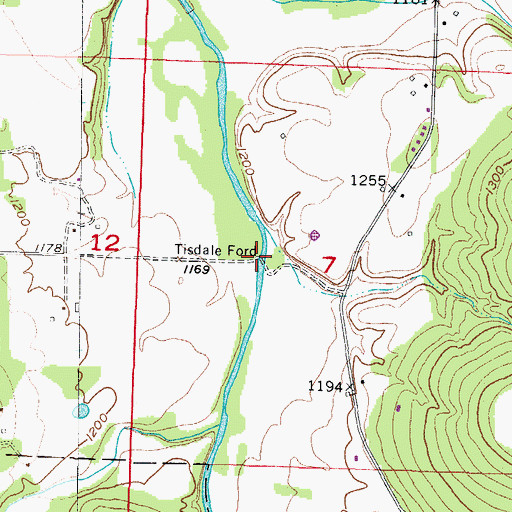 Topographic Map of Tisdale Ford, AR