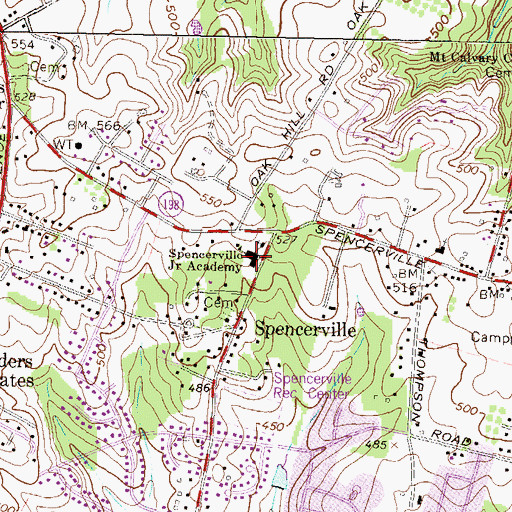 Topographic Map of Spencerville Junior Academy, MD