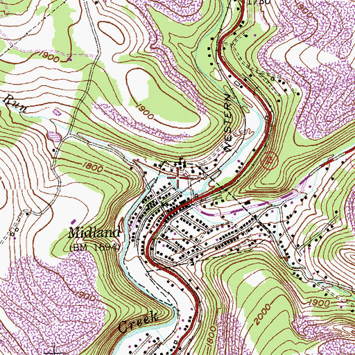 Topographic Map of Squirrel Neck Run, MD