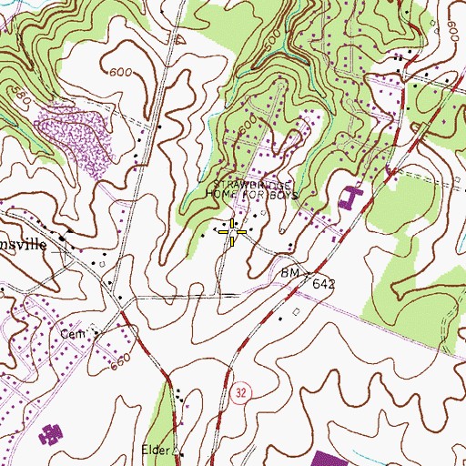 Topographic Map of Strawbridge Home for Boys, MD