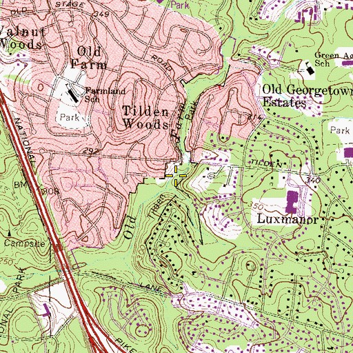 Topographic Map of Tilden Park, MD