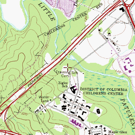 Topographic Map of Training School Cemetery, MD