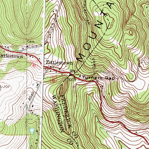 Topographic Map of Turners Gap, MD