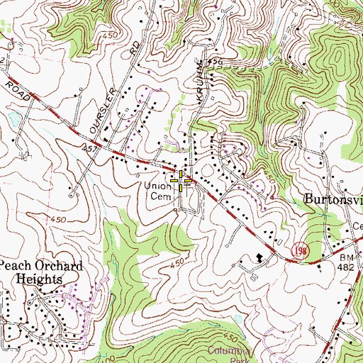 Topographic Map of Union Cemetery, MD
