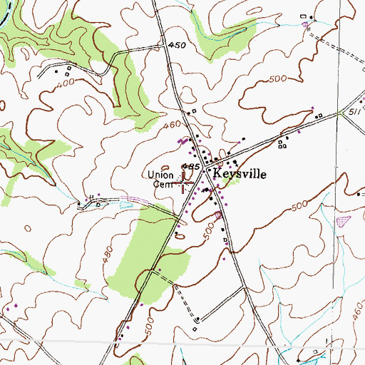 Topographic Map of Union Cemetery, MD