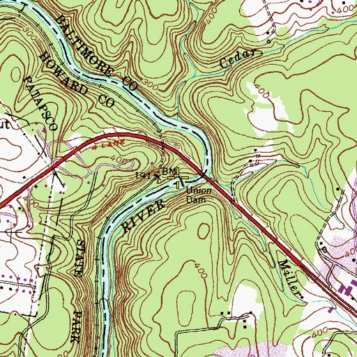 Topographic Map of Union Dam, MD