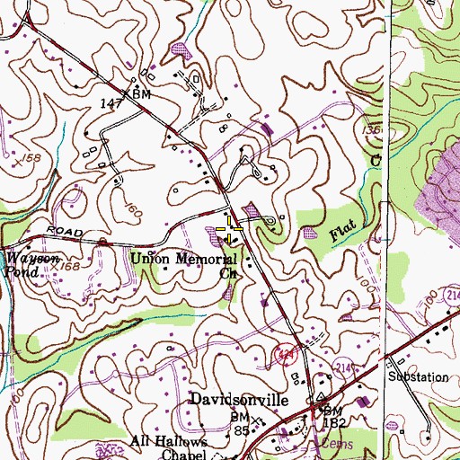 Topographic Map of Union United Methodist Church, MD
