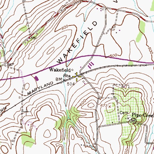 Topographic Map of Wakefield Station, MD