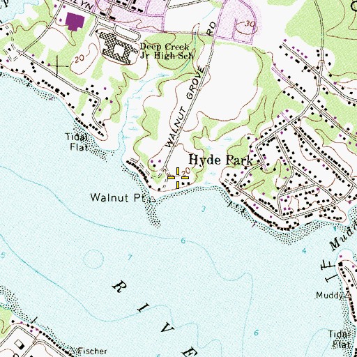 Topographic Map of Walnut Point, MD