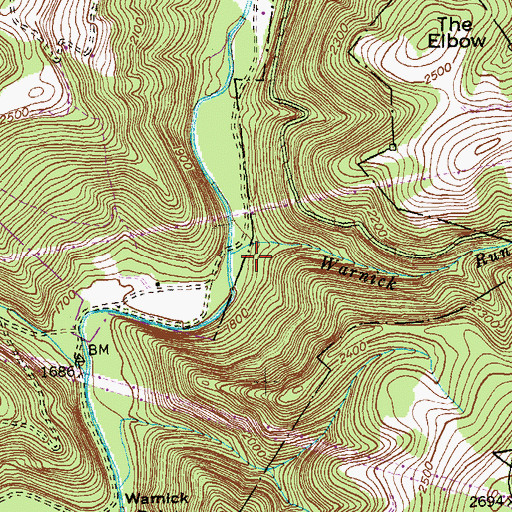 Topographic Map of Warnick Run, MD