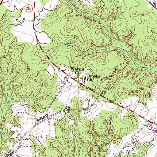 Topographic Map of Waters Church, MD