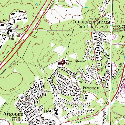 Topographic Map of West Meade Early Education Center, MD