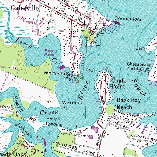 Topographic Map of Whitestake Point, MD