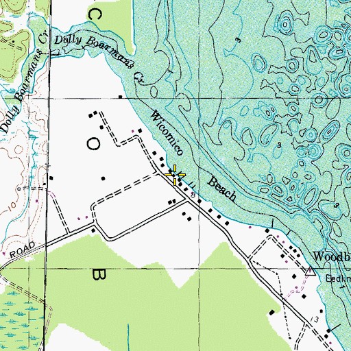 Topographic Map of Wicomico Beach, MD