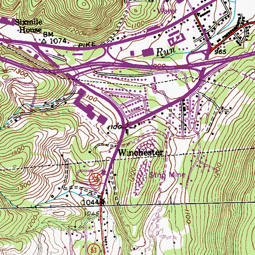 Topographic Map of Winchester, MD