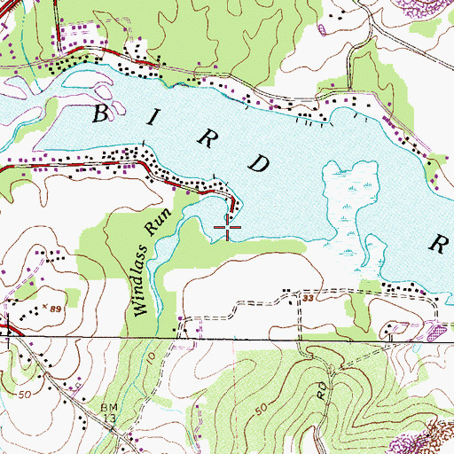 Topographic Map of Windlass Run, MD