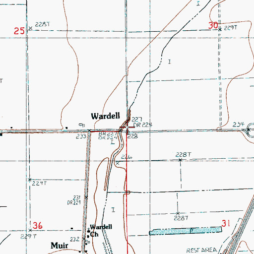 Topographic Map of Wardell, AR