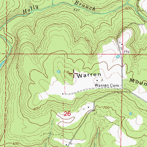 Topographic Map of Warren Mountain, AR