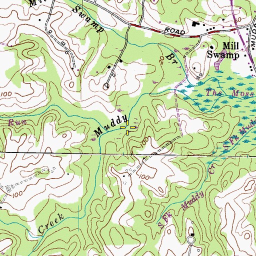 Topographic Map of Cutover Swamp, MD