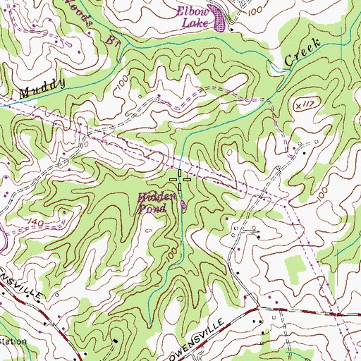 Topographic Map of Honeysuckle Hollow, MD