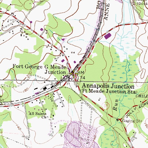 Topographic Map of Fort George G Mead Junction, MD