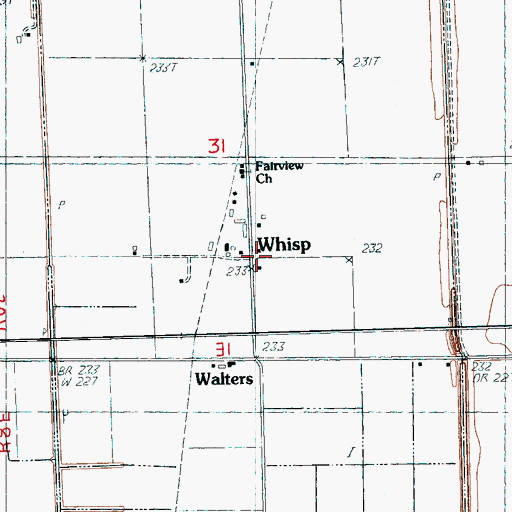 Topographic Map of Whisp, AR