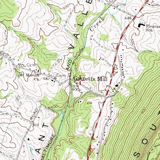 Topographic Map of Garretts Mill, MD