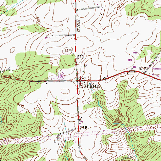 Topographic Map of Harkins, MD