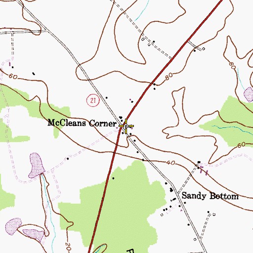 Topographic Map of McCleans Corner, MD