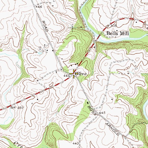 Topographic Map of Olive, MD