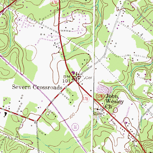 Topographic Map of Severn Crossroads, MD