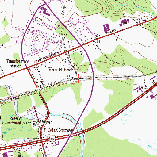 Topographic Map of Van Bibber, MD