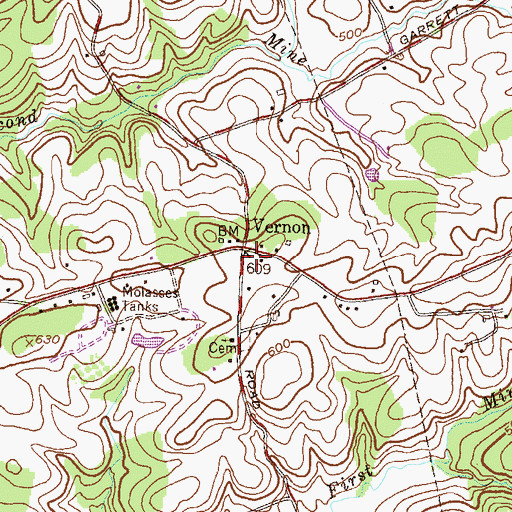 Topographic Map of Vernon, MD
