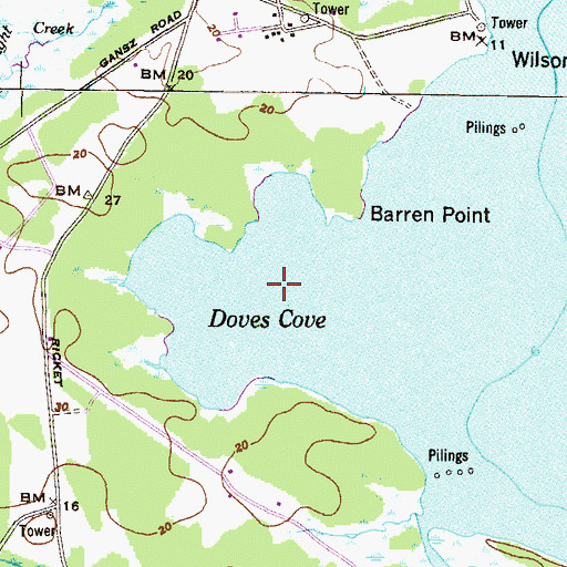 Topographic Map of Doves Cove, MD